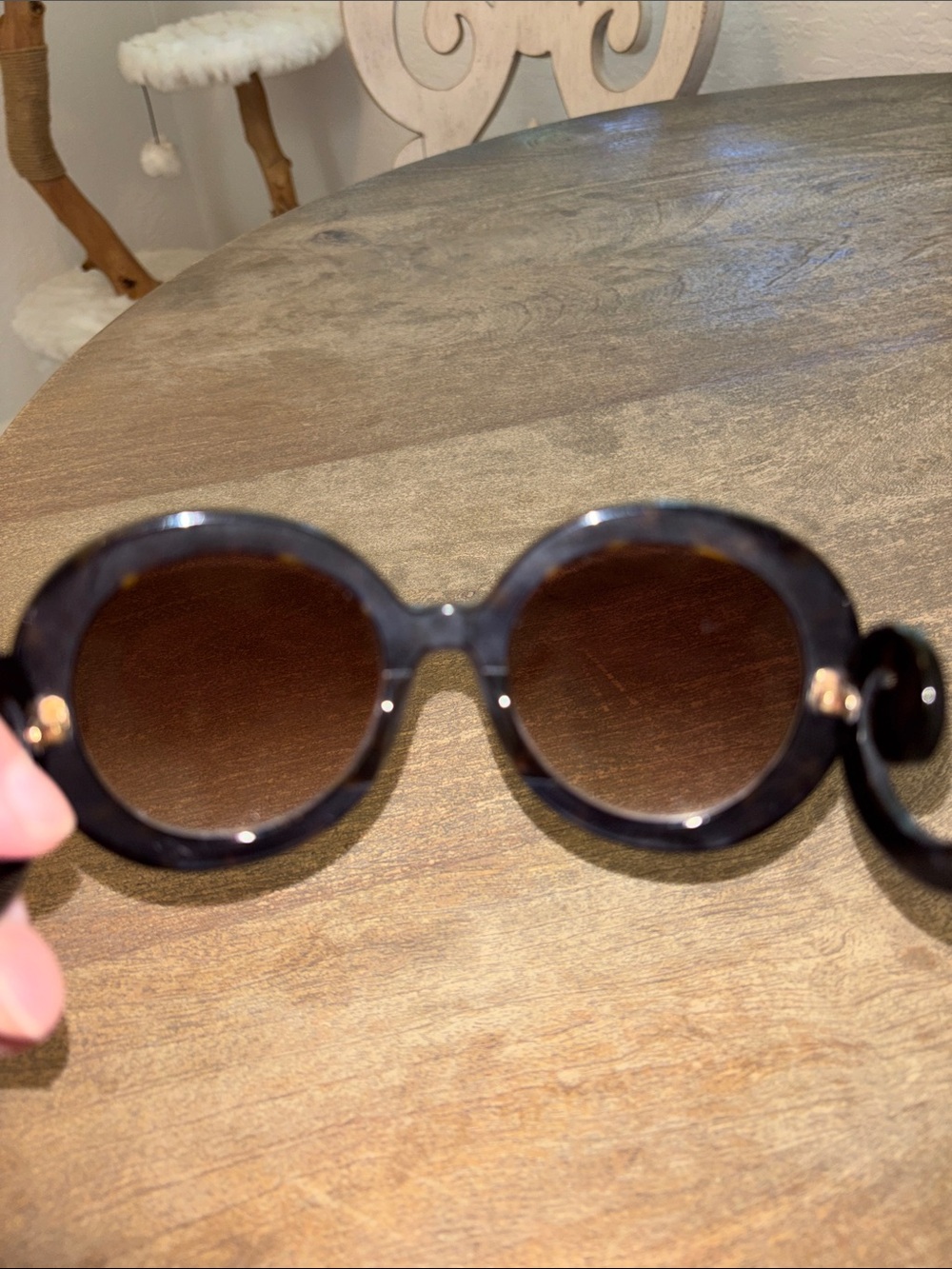 Prada Tortoiseshell Round Women's Sunglasses - Brown Lenses - Picture 9 of 9